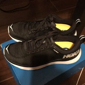 Hoka black/dark shadow running shoes. New with box